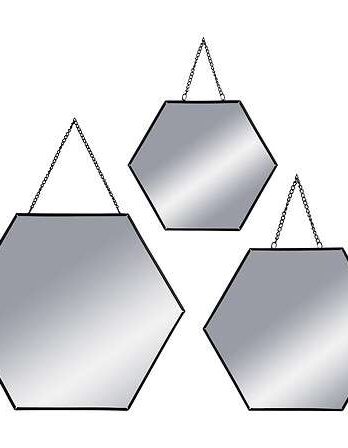Atmosphera ogledalo hexagonal 30×0,4×25,8cm staklo/metal crno set 3/1