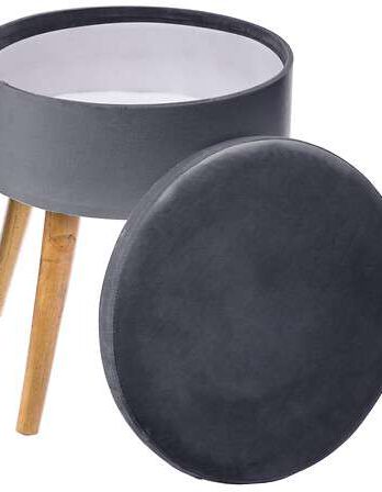 Atmosphera tabure tess 36x34cm poliester/mdf sivi