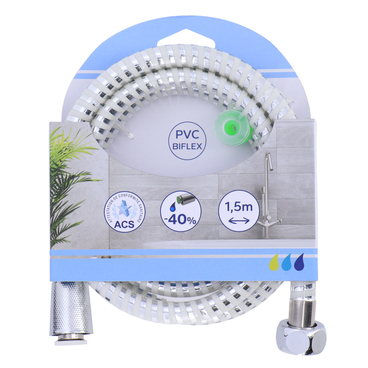 Tendance tuš crijevo 150cm pvc, bijelo/sivo - Image 2