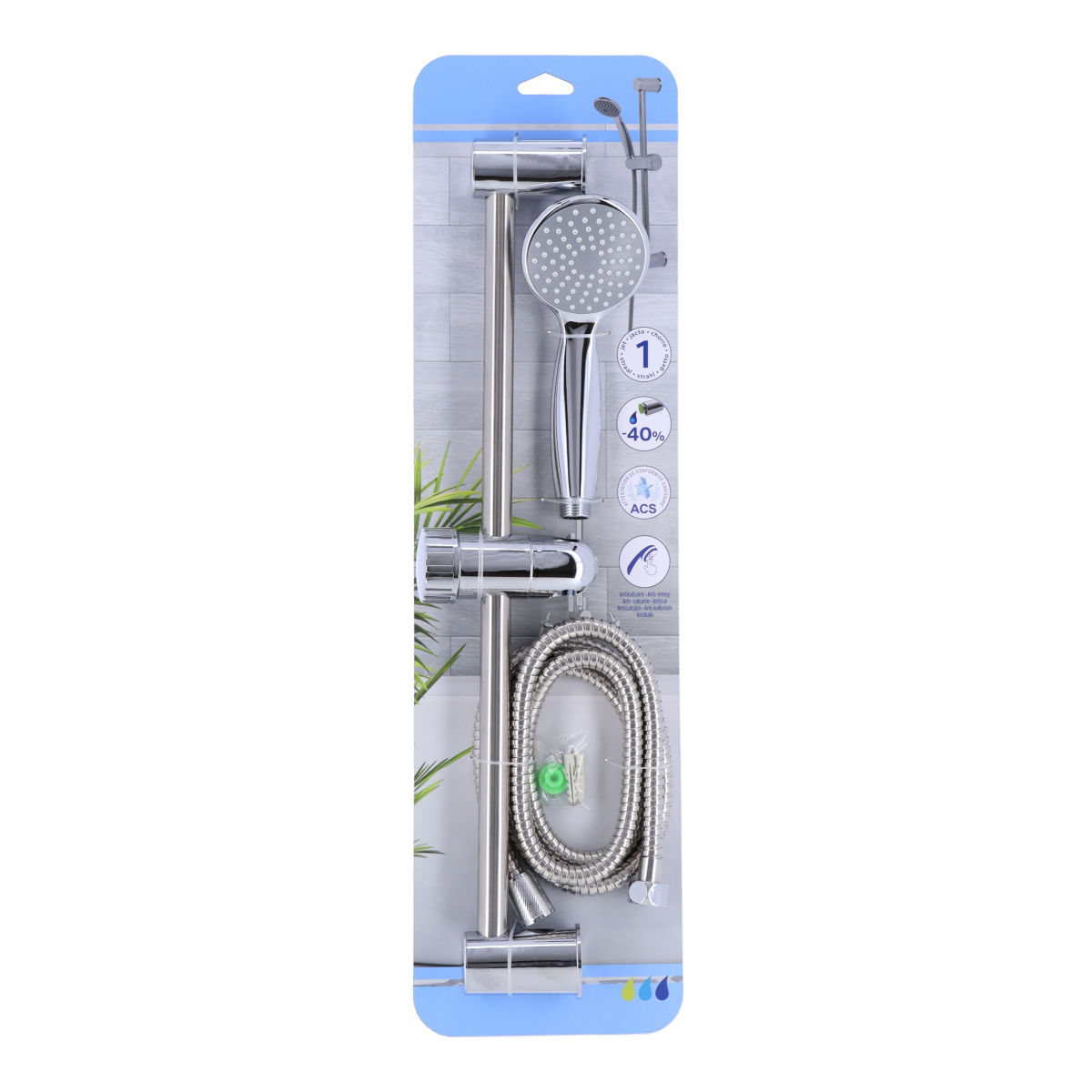 Tendance tuš set - palica 1 funkcija + crijevo inox 150cm + zidna vodilica 52cm, inox - Image 4