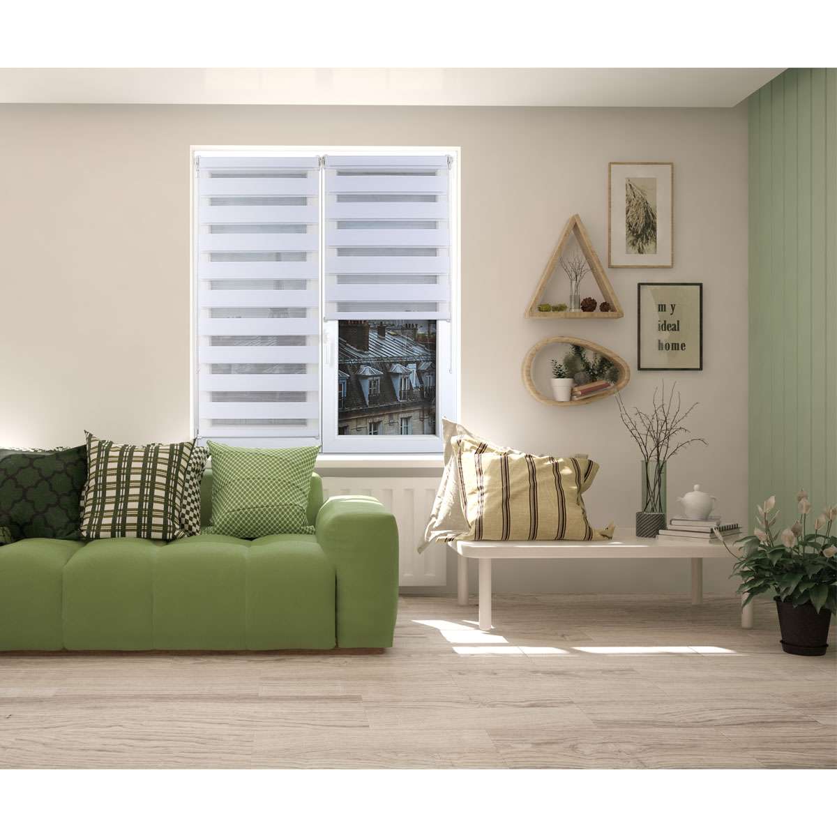 Luance rolo zavjesa zebra 90x250cm - bijela - Image 3
