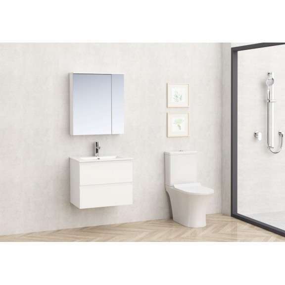 Inter Ceramic monca zidni kupaonski ormarić s ogledalom 60x17x70 cm, bijeli - Image 4
