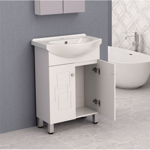 Inter Ceramic samostojeći pvc kupaonski ormarić sa umivaonikom 60x85x43 cm, bijeli - Image 2