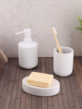 Tendance čaša stoneware sa gumenim efektom, bijela