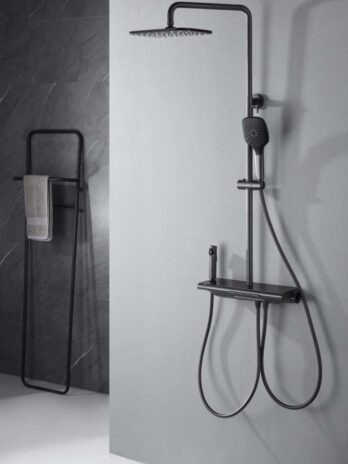 Inter Ceramic tuš sustav piano glory s tuš ružom, tušem za intimnu njegu i tuš palicom gun grey