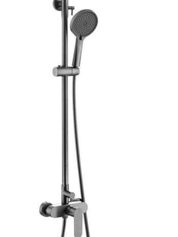Inter Ceramic tuš sustav venice s tuš ružom s 1 funkcijom i tuš palicom s 5 funkcija nehrđajući čelik ss304 gun grey