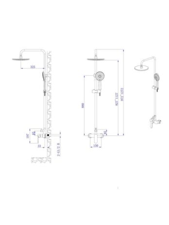 Inter Ceramic tuš sustav venice s tuš ružom s 1 funkcijom i tuš palicom s 5 funkcija nehrđajući čelik ss304 gun grey