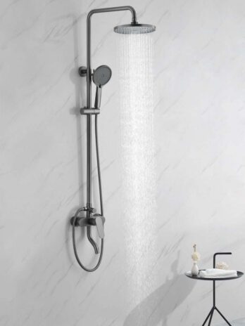 Inter Ceramic venice tuš sustav s donjim izljevom s tuš ružom 1 funkcija i tuš palicom 5 funkcija, nehrđajući čelik ss304, gun grey