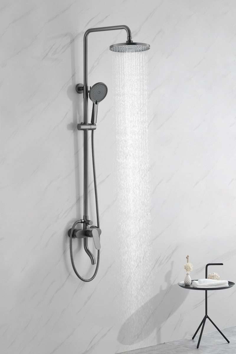 Inter Ceramic venice tuš sustav s donjim izljevom s tuš ružom 1 funkcija i tuš palicom 5 funkcija, nehrđajući čelik ss304, gun grey - Image 2