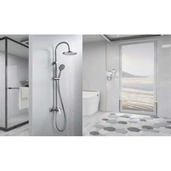 Inter Ceramic tuš sustav alisado s tuš ružom s 1 funkcijom i tuš palicom s 3 funkcije silikon/mesing/ss201 gun grey - Image 2