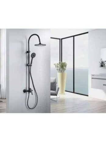 Inter Ceramic tuš sustav alisado s tuš ružom s 1 funkcijom i tuš palicom s 3 funkcije silikon/mesing/ss201 mat crna