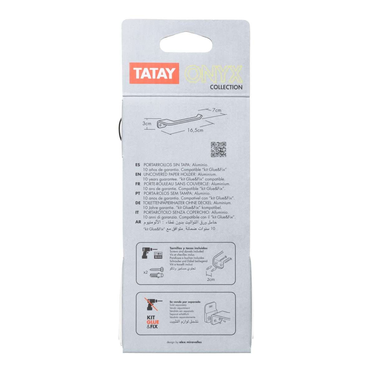 Tatay zidni držač toaletnog papira onyx, crni - Image 5