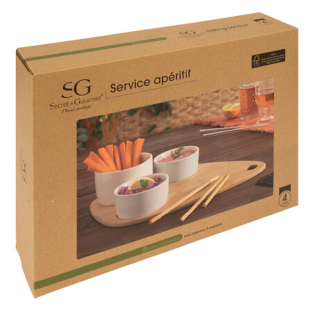 SG set za serviranje bambus 4/1 bijeli - Image 6