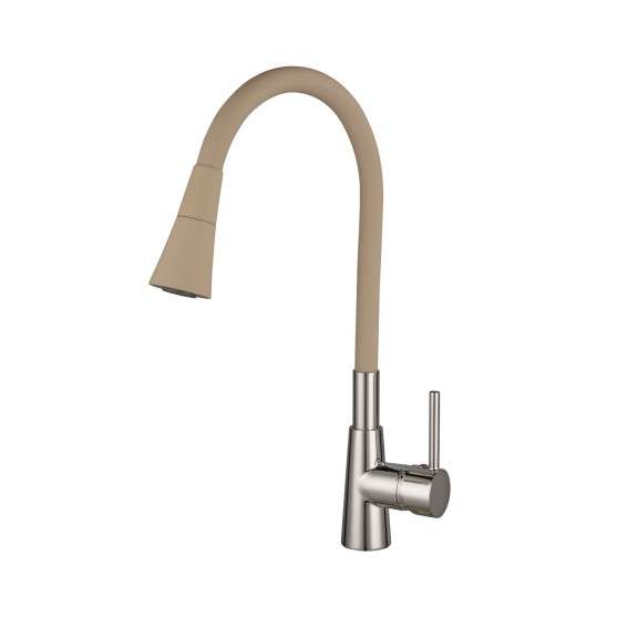 Inter Ceramic slavina za sudoper havana + set za ugradnju zinc/mesing kromirana/bež