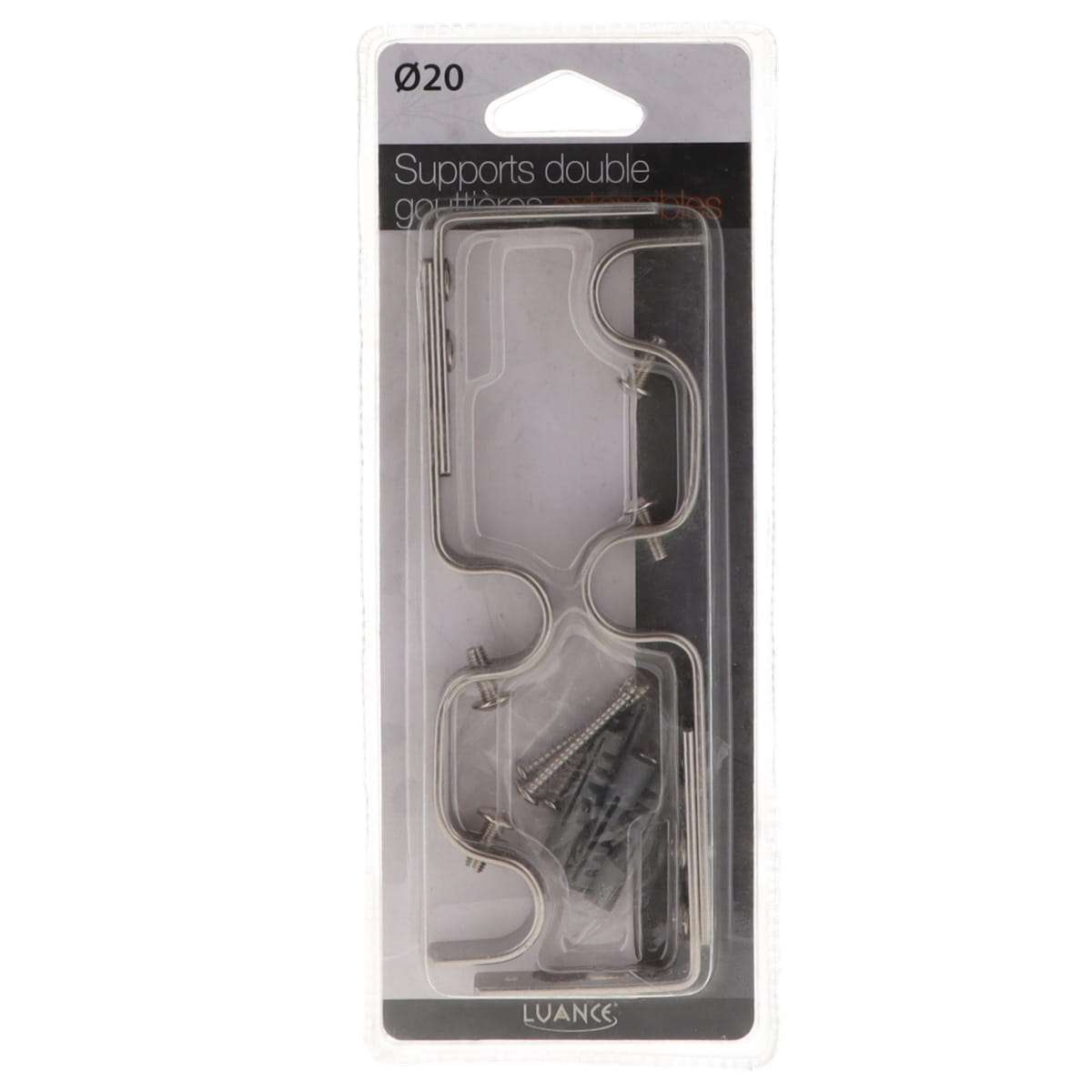 Luance nosač za metalnu karnišu eva 2, o20, dvostruki, razvlačni 165-190 mm - inox - Image 3