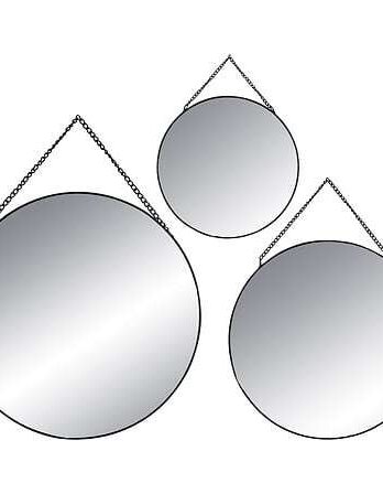 Atmosphera ogledalo okruglo 29×0,4cm staklo/metal zlatno set 3/1