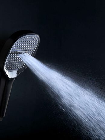 Inter Ceramic tuš ručica, 3 funkcije, pravokutna 12cm abs crna