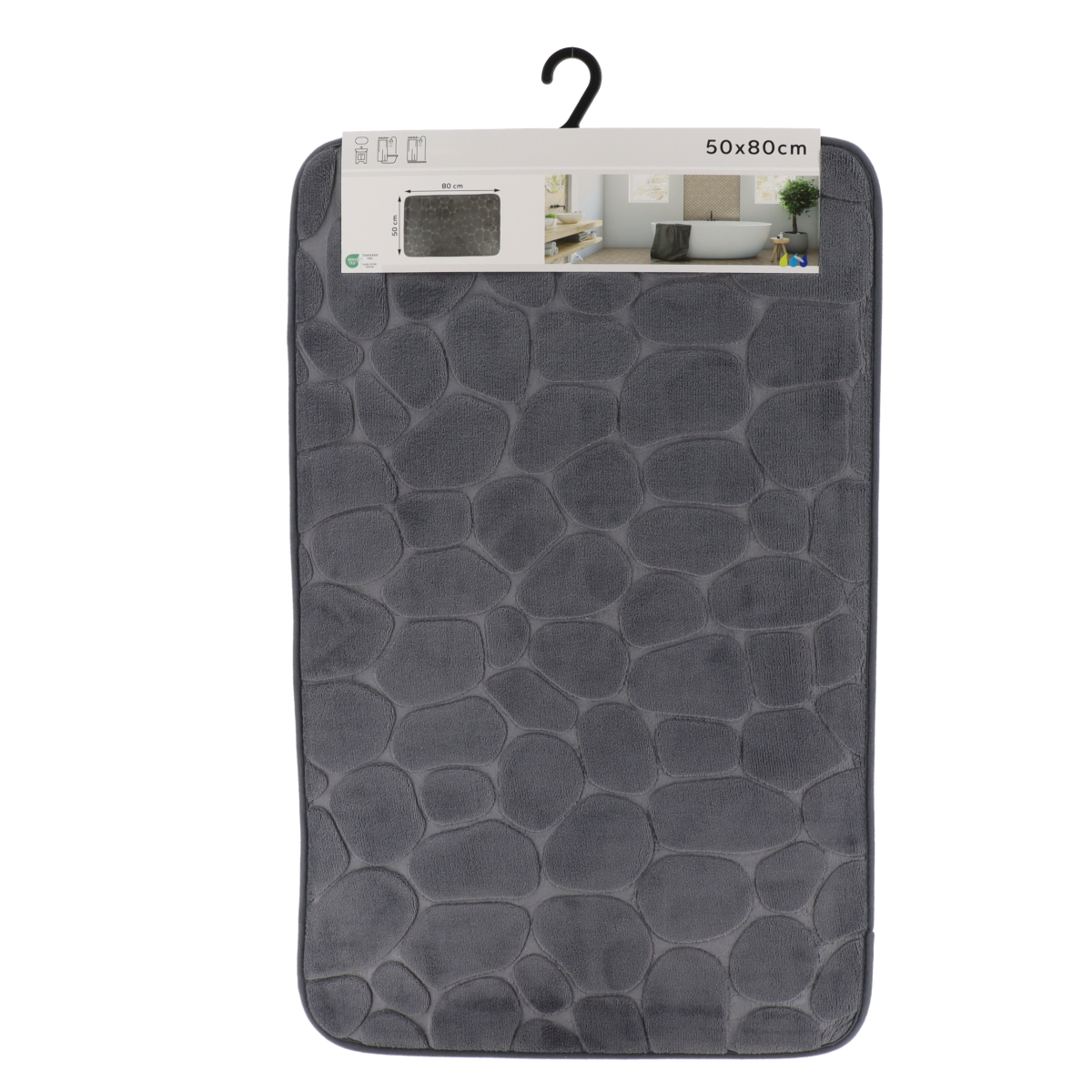 Tendance kupaonski tepih pebble 50x80 cm memorijska pjena, tamno siva - Image 3