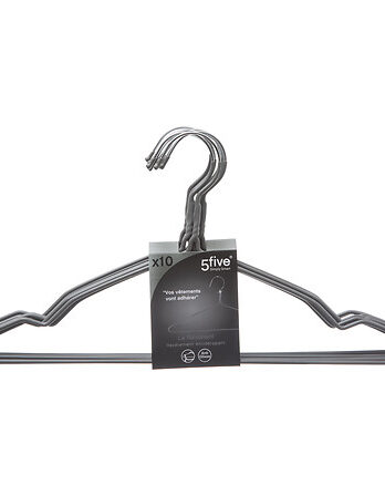 Five vješalica za odjeću 10 kom,  40×21 cm,  metal- pvc, siva