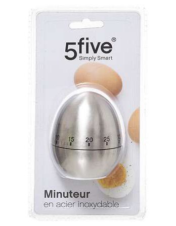 Five kuhinjski sat za jaje, 6,1×7,6 cm, inoks, srebrni