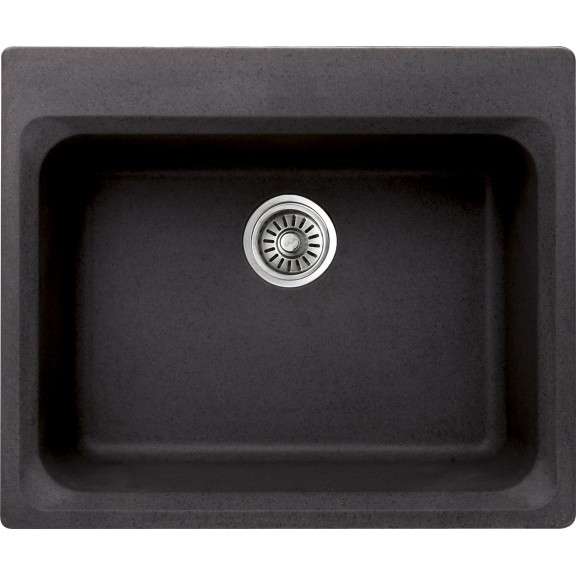 Inter Ceramic sudoper usadni pravokutni 52x62x21 cm + sifon, granit crni
