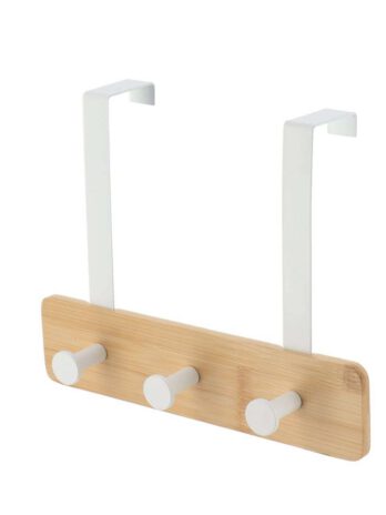 Tendance vješalica sa 3 kuke metal/bambus, bijela