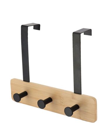 Tendance vješalica sa 3 kuke metal/bambus, crna