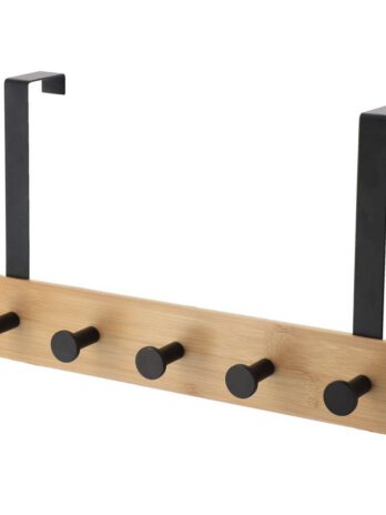 Tendance vješalica sa 5 kuka metal/bambus, crna