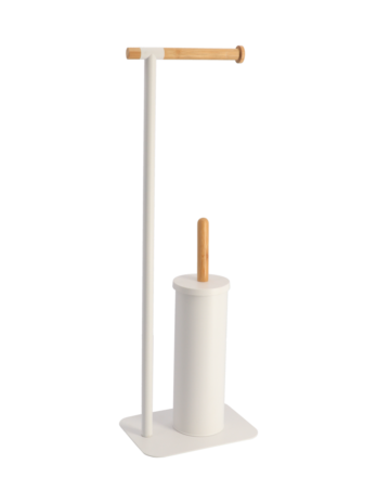 Tendance samostojeći držač toaletnog papira i wc četke, bambus/metal, bijeli