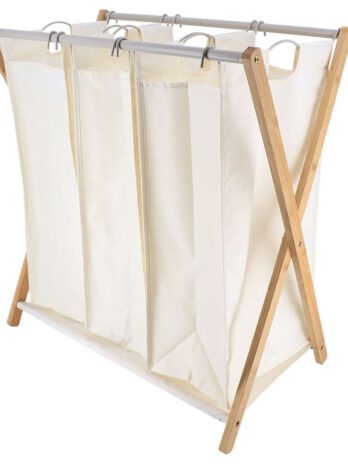 Tendance sklopiva košara za rublje s 3 odjeljka, struktura metal/bambus, natural