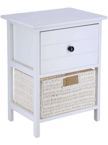 Tendance paulownia mdf namještaj 1 ladica sa crnom ručkom i 1 košarica, bijela
