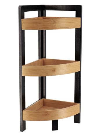 Tendance samostojeća kutna polica 3 nivoa mdf/bambus crna