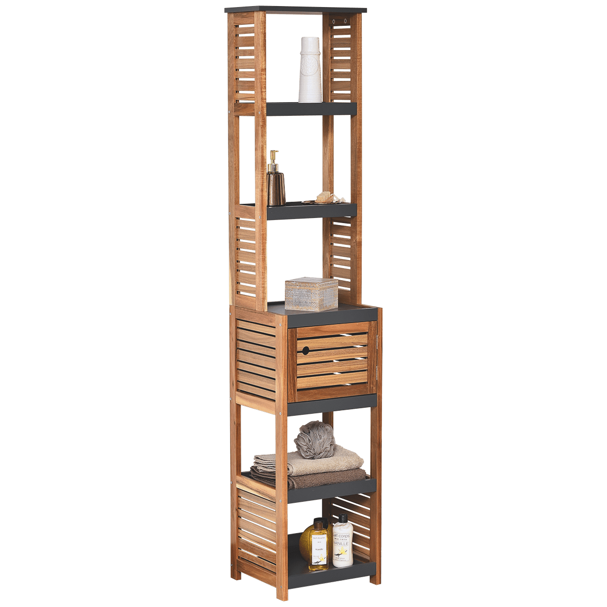 Tendance kupaonski ormarić element 1 vrata + 5 polica acacia/mdf - Image 2