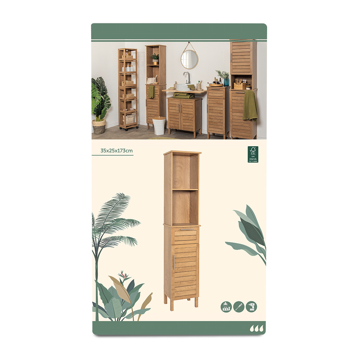 Tendance kupaonski ormarić 1 vrata + 1 drawer + 2 police mdf, colonial - Image 3