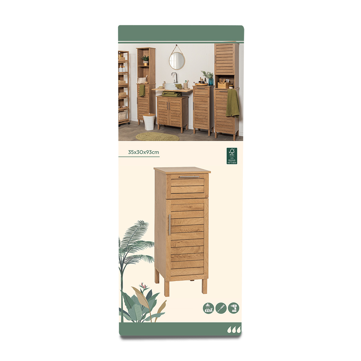 Tendance kupaonski ormarić 1 vrata + 1 ladica mdf, colonial - Image 3