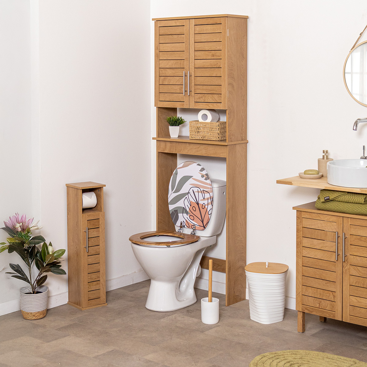 Tendance kupaonski ormarić za iznad wc školjke 2 vrata + 1 polica mdf, colonial - Image 3