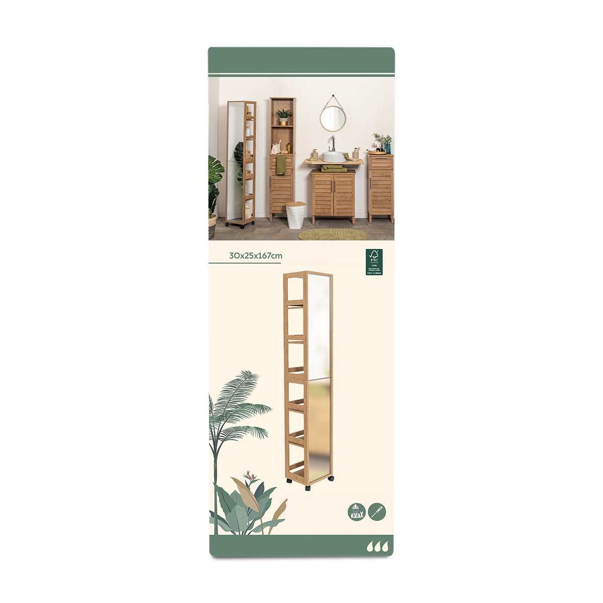 Tendance ogledalo na kotačima sa sppretincima za odlaganje mdf, colonial - Image 4