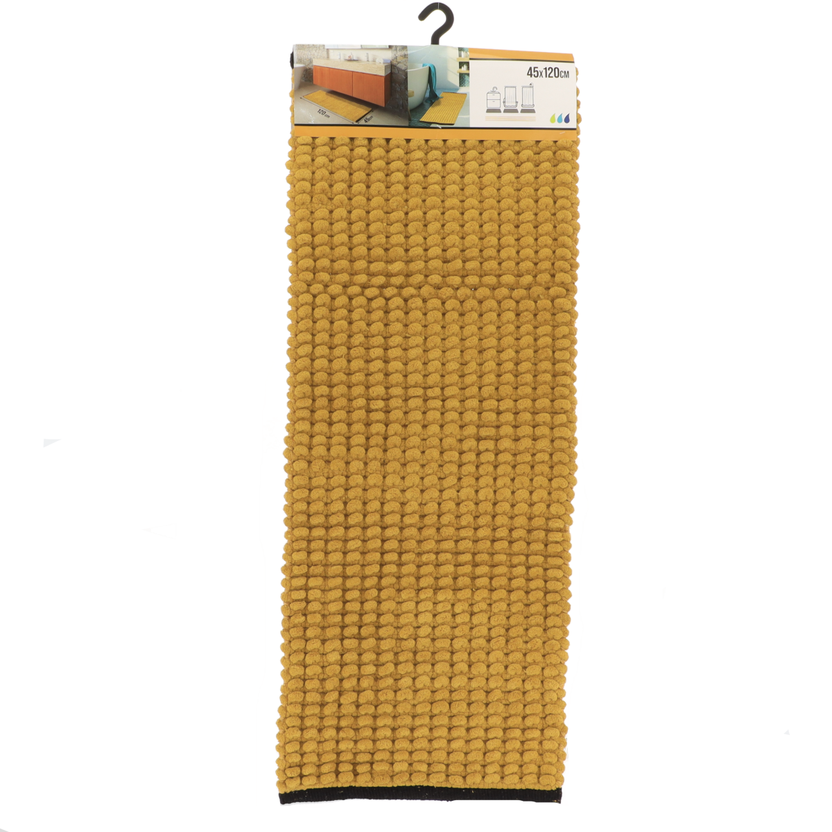 Tendance kupaonski tepih 45x120 cm, pamuk, žuti sa crnim rubom - Image 4