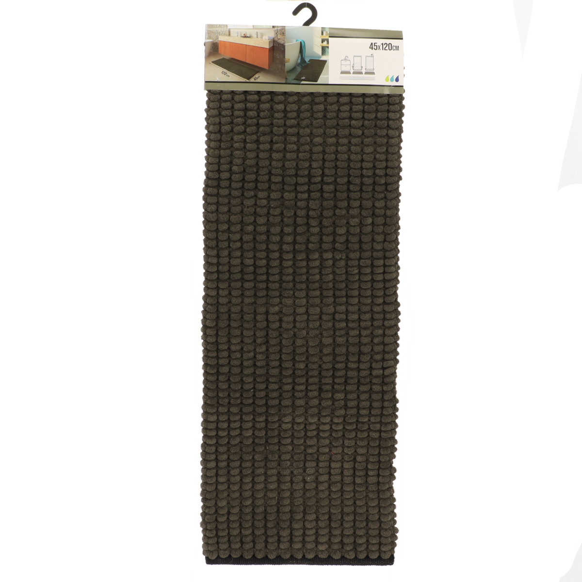 Tendance kupaonski tepih 45x120 cm, pamuk, khaki sa crnim rubom - Image 4