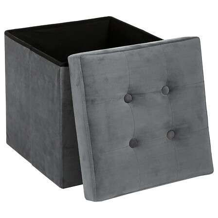 Atmosphera tabure ottoman 37,8x37,8x37,8cm mdf/poliuretan/poliester sivi - Image 2