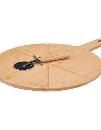 Five daska za rezanje okrugla 37cm bambus + rezač za pizzu