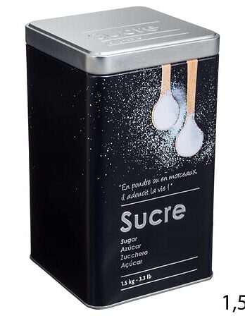 Five doza za šećer sugar 10.7×18.4cm metal crna