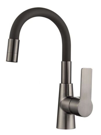 Inter Ceramic slavina za umivaonik alisado + set za ugradnju zinc/mesing gun grey