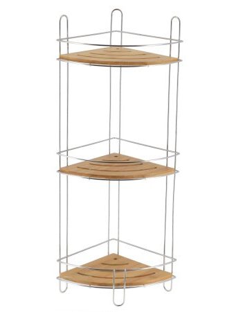 Tendance trostruka kutna polica mdf bambus, krom